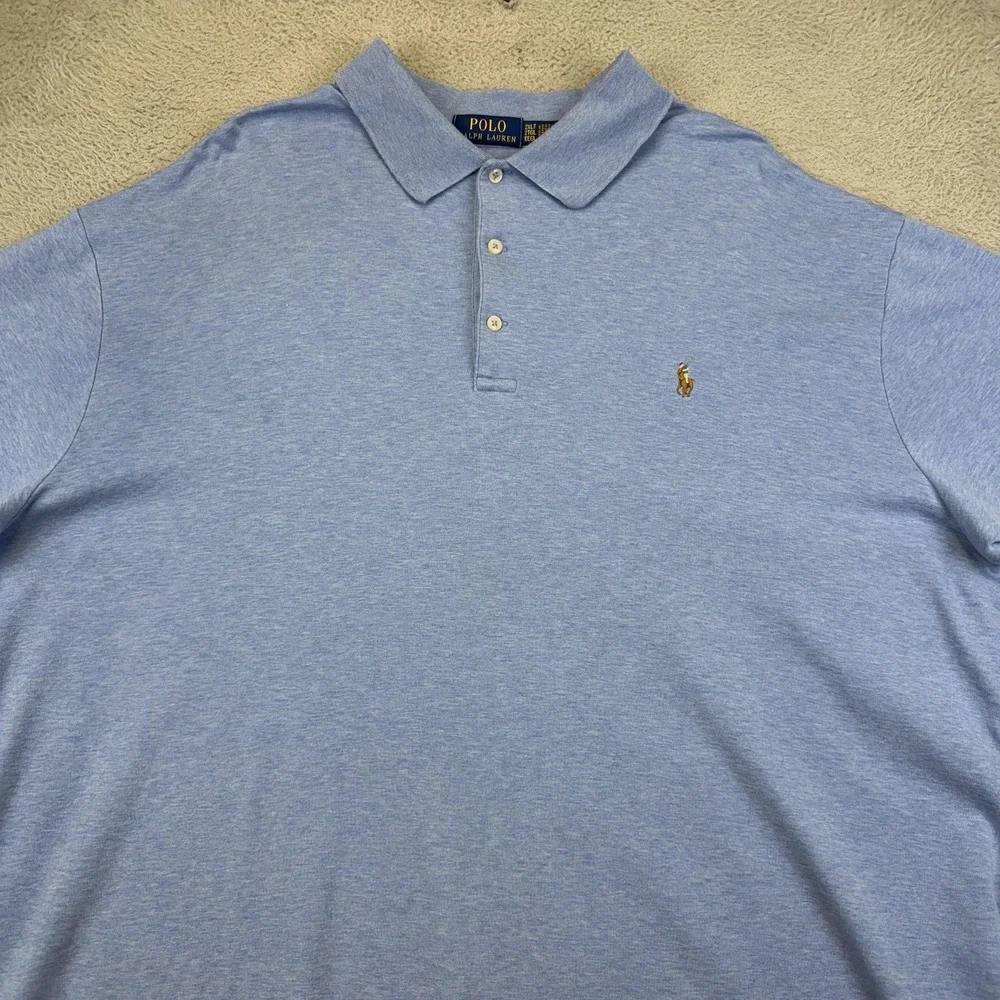 Polo Ralph Lauren Polo Shirt Mens 2XLT Blue Big & Tall Short‎ Sleeve Pony Logo